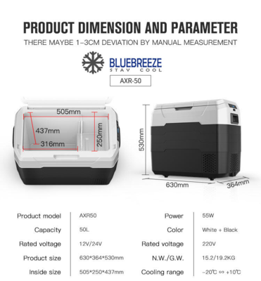 AXR 50 Liter - Kompressor køleboks 12v 220v