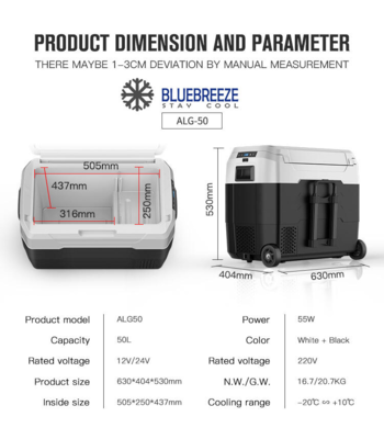 ALG 50 Liter - Kompressor køleboks 12v 220v